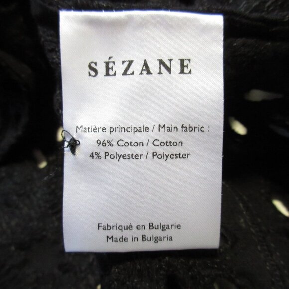 NWT Sezane Louisah Blouse in Noir Black Sheer Eyelet Ruffle Neck Top 46 US 14 - Picture 5 of 10